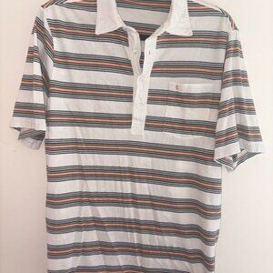 Criquet Pima Cotton Short Sleeve Stripe Polo 4-Button Size Large